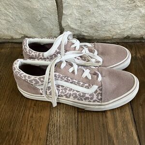 Vans Kids Old Skool Skate Shoes with purple leopard print